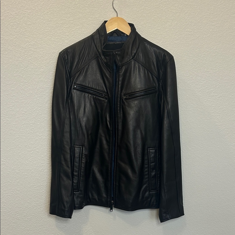 Wilsons Leather Black Moto Jacket — Men’s Medium